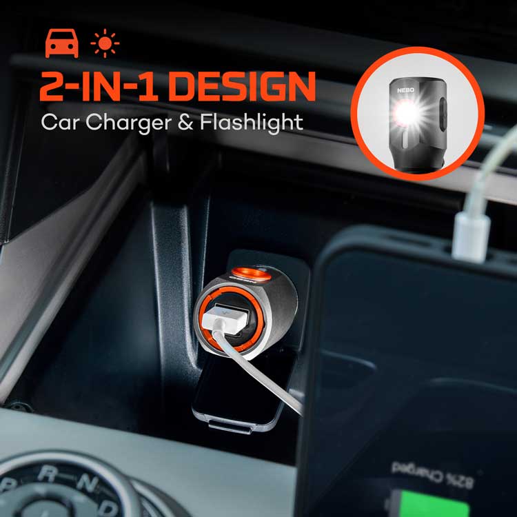 Nebo POC-1006 Transport 400 2-in-1 Car Charger and Flashlight