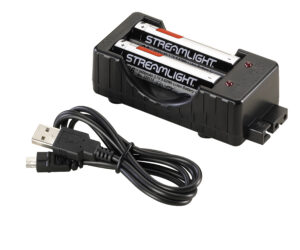 Streamlight 22010 Li-Ion Battery Pack Charger Kit with two SL-B26 USB battery packs, USB cord