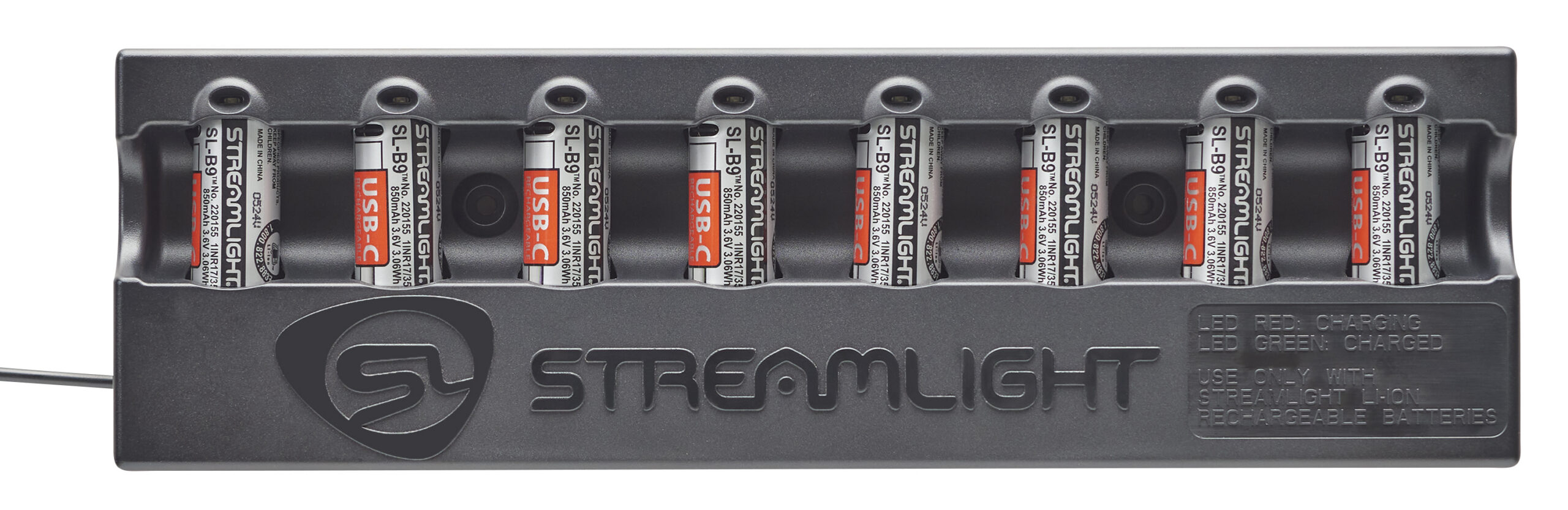 Streamlight 20233 Li-Ion Battery Pack 8-unit Bank Charger, (8) SL-B9® Battery Packs Included